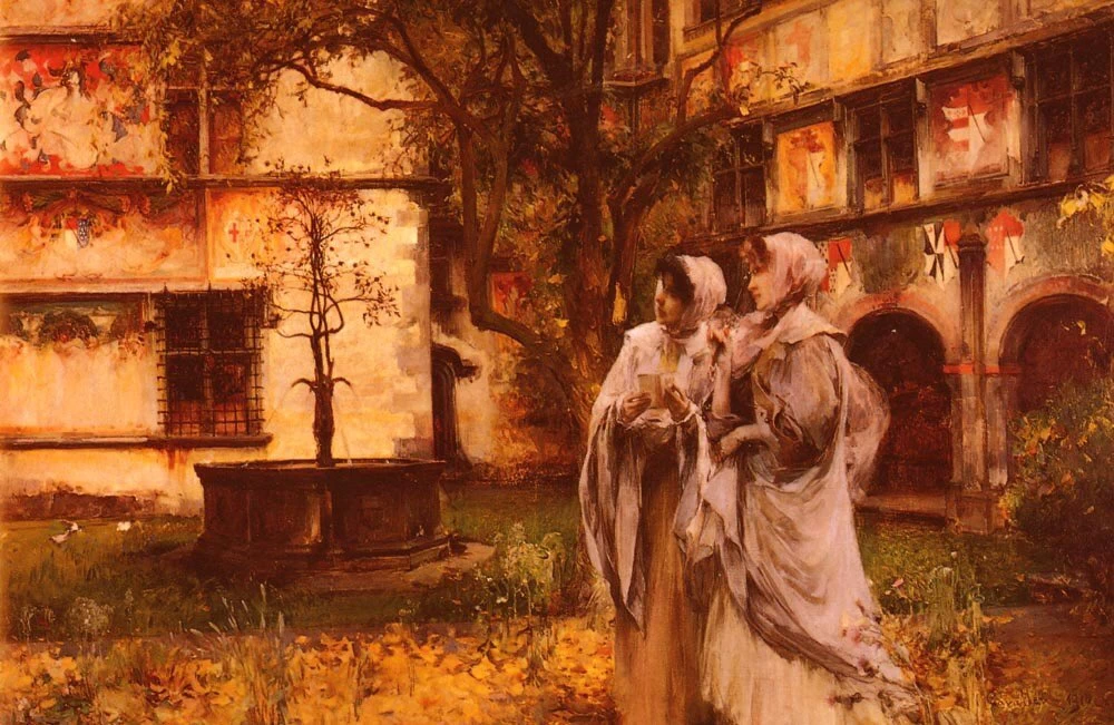 Donne eleganti in un chiostro, 1860